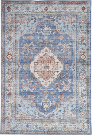 Homeroots 8' X 10' Ivory Red And Blue Floral Distressed Non Skid Area Rug  Polyester 550533