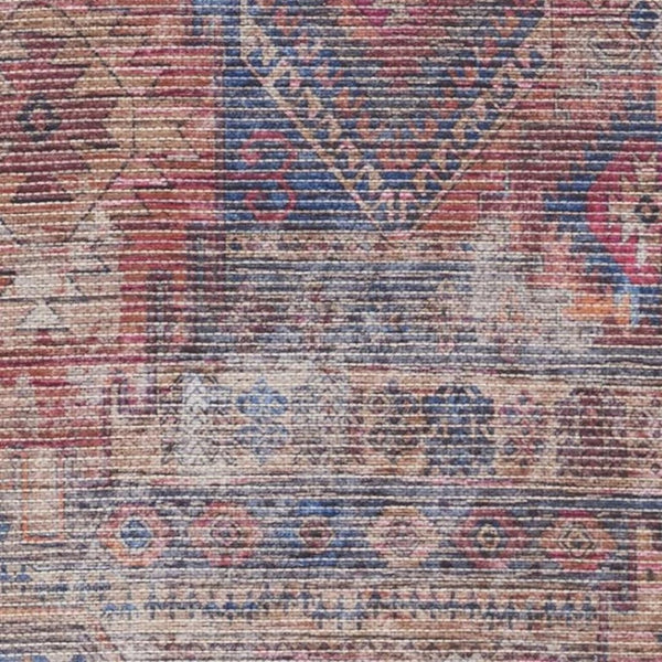 HomeRoots 8' Elegant Ivory Floral Area Rug with Red and Blue Motifs - Non-Skid, Stain-Resistant Comfort 8' X 10' 550545