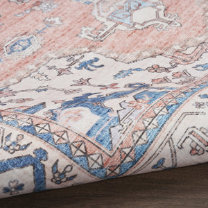 HomeRoots 8' Elegant Ivory Floral Area Rug with Red and Blue Motifs - Non-Skid, Stain-Resistant Comfort 8' X 10' 550545