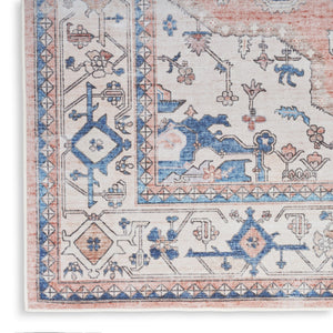HomeRoots 8' Elegant Ivory Floral Area Rug with Red and Blue Motifs - Non-Skid, Stain-Resistant Comfort 8' X 10' 550545