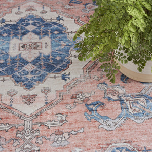 HomeRoots 8' Elegant Ivory Floral Area Rug with Red and Blue Motifs - Non-Skid, Stain-Resistant Comfort 8' X 10' 550545