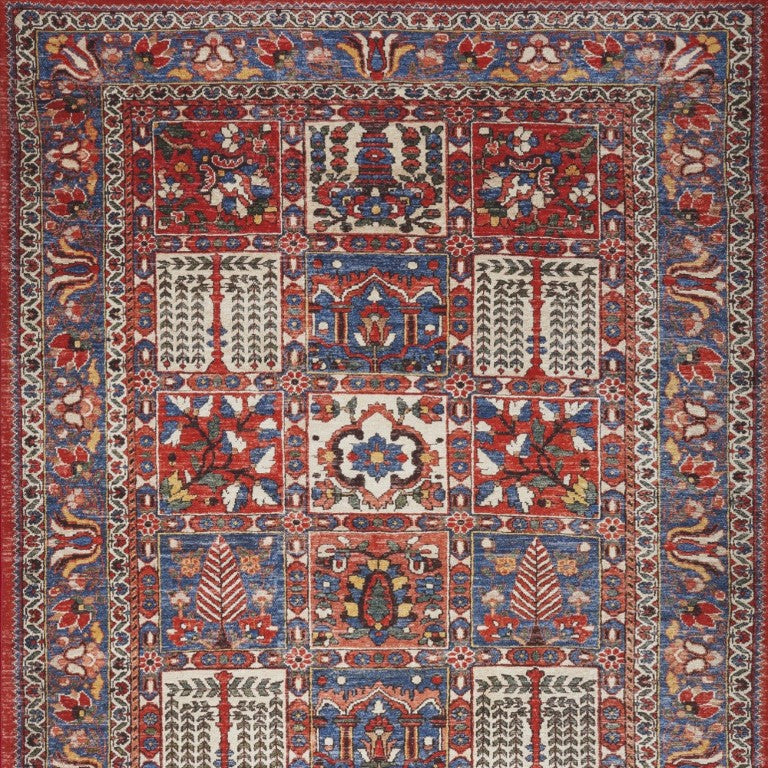 8 X 10 Ivory Oriental Distressed Area Rug Low Pile Stain Resistant Living Room