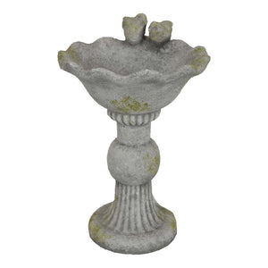English Elm Ivina Terracotta Bird Bath Feeder Rustic Garden Ornament with Scalloped Basin Grey Green B056P416948