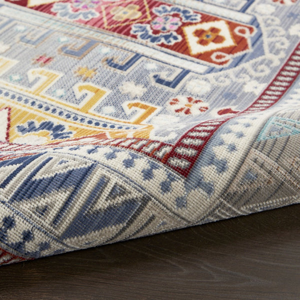 HomeRoots 8' Distressed Floral Area Rug in Ivory, Gray, and Red - Non-Skid, Stain-Resistant, Durable Design 8' X 10' 550559