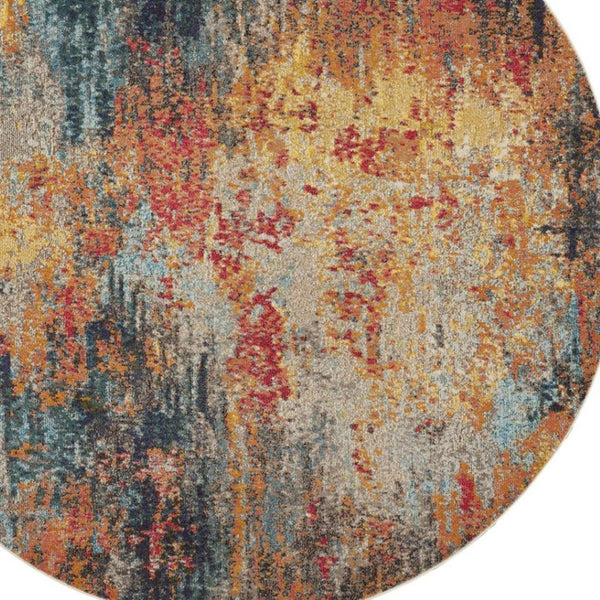 HomeRoots 8' Distressed Floral Area Rug in Ivory, Gray, and Red - Non-Skid, Stain-Resistant, Durable Design 8' X 10' 550559