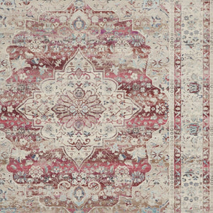 Homeroots 8' X 10' Floral Ivory Red And Brown Non-skid Area Rug - Durable, Stain Resistant, Ideal For Homes!  Polypropylene 550560