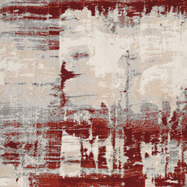 Homeroots 5' X 7' Ivory Red And Gray Abstract Non Skid Area Rug  Polyester 550569