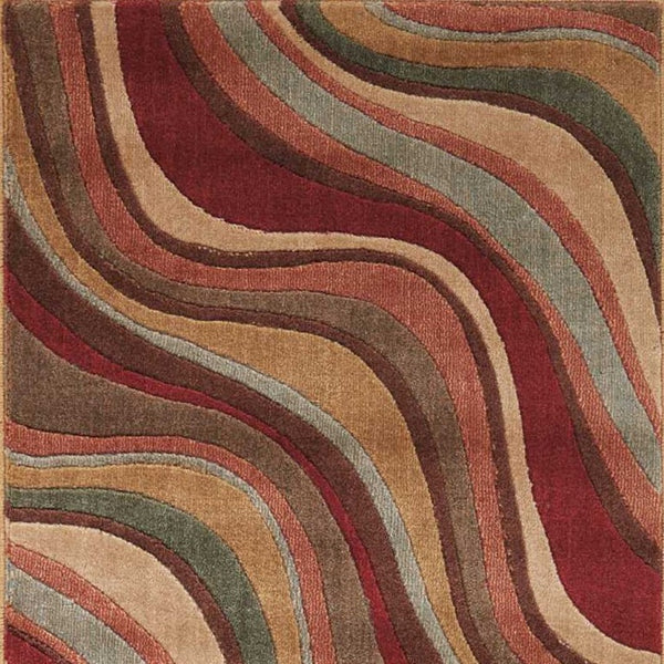 8 Foot Red Striped Runner Rug Power Loomed for Hallways Entryways and High Traffic Areas