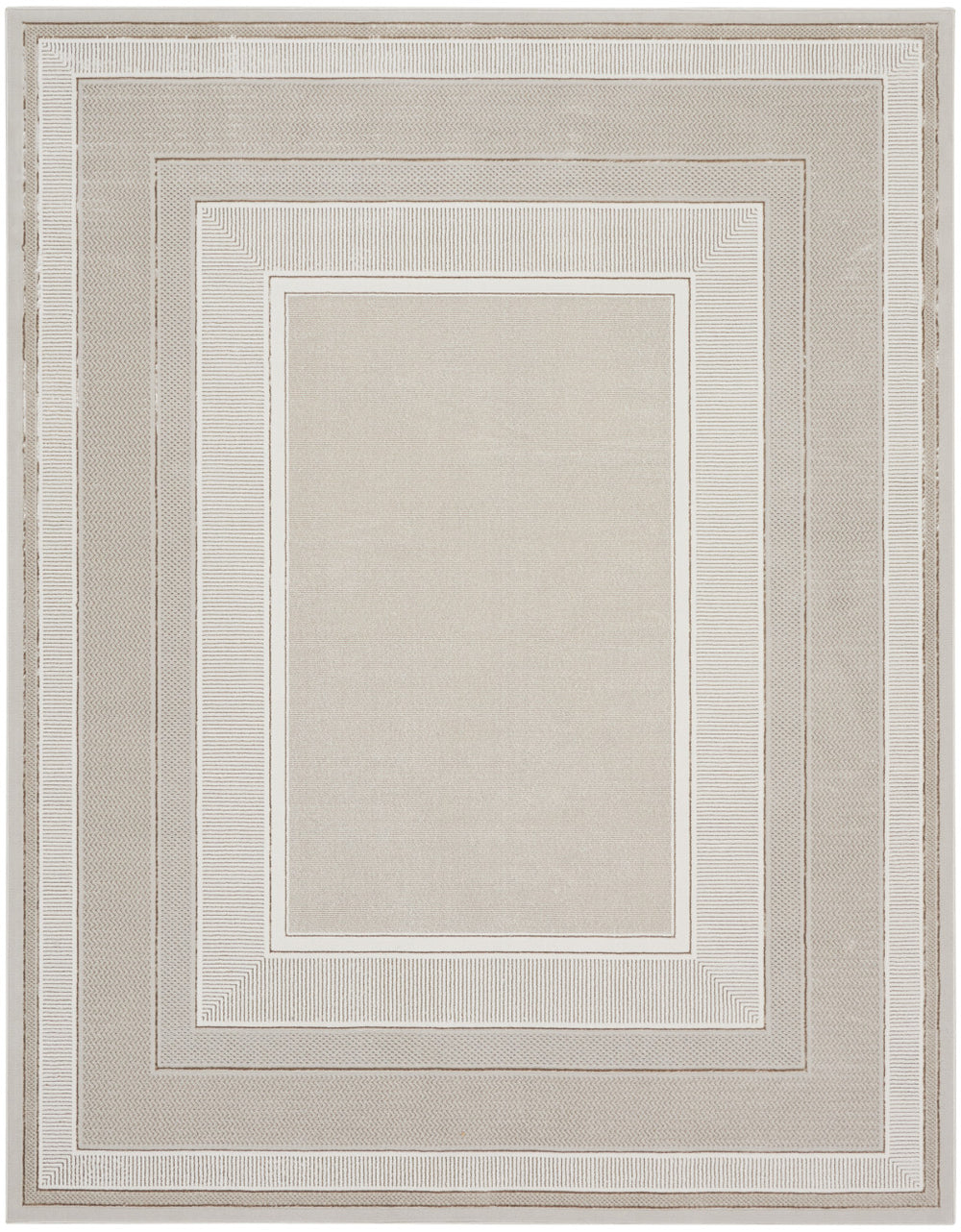 Homeroots 8' X 10' Ivory And Gray Geometric Non Skid Area Rug  Polyester 550580