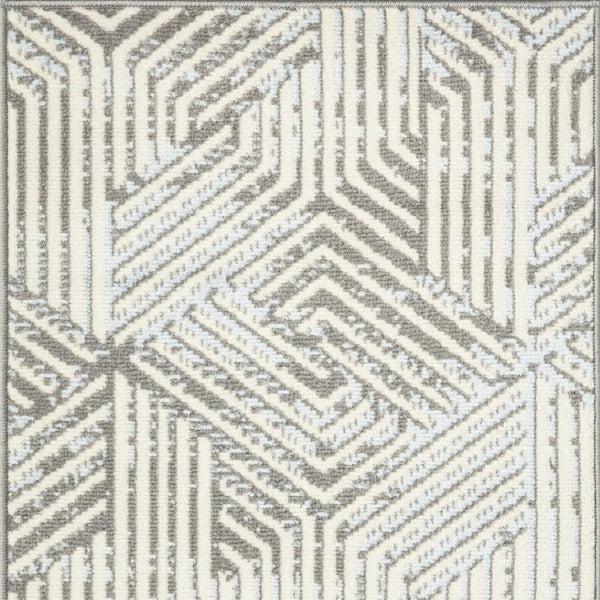 HomeRoots 8' Modern Ivory and Gray Geometric Area Rug - Durable, Non-Skid, Stain-Resistant for Family Spaces 8' X 10' 550580