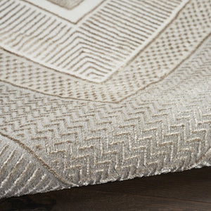 HomeRoots 8' Modern Ivory and Gray Geometric Area Rug - Durable, Non-Skid, Stain-Resistant for Family Spaces 8' X 10' 550580