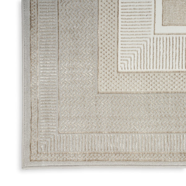 HomeRoots 8' Modern Ivory and Gray Geometric Area Rug - Durable, Non-Skid, Stain-Resistant for Family Spaces 8' X 10' 550580