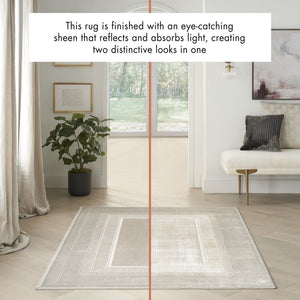 HomeRoots 8' Modern Ivory and Gray Geometric Area Rug - Durable, Non-Skid, Stain-Resistant for Family Spaces 8' X 10' 550580