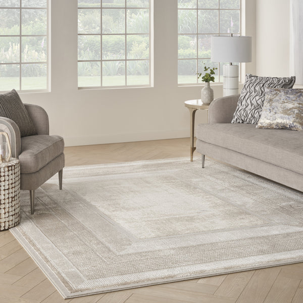 Homeroots 8' X 10' Ivory And Gray Geometric Non Skid Area Rug  Polyester 550580
