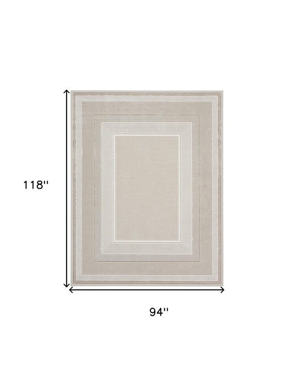 Homeroots 8' X 10' Ivory And Gray Geometric Non Skid Area Rug  Polyester 550580