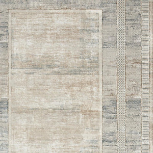 HomeRoots 5' Geometric Ivory Blue Gray Area Rug - Stylish, Non-Skid, Stain-Resistant Perfect for High-Traffic Areas 8' X 10' 550581