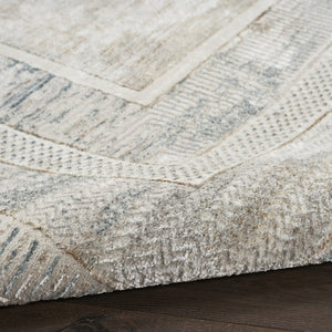 HomeRoots 5' Geometric Ivory Blue Gray Area Rug - Stylish, Non-Skid, Stain-Resistant Perfect for High-Traffic Areas 8' X 10' 550581