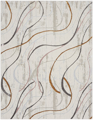 Homeroots 8' X 10' Ivory Brown And Gray Abstract Non Skid Area Rug  Polyester 550582