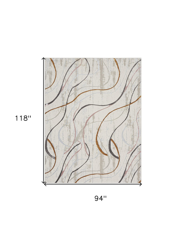 Homeroots 8' X 10' Ivory Brown And Gray Abstract Non Skid Area Rug  Polyester 550582