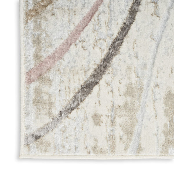 HomeRoots 5' Modern Abstract Area Rug in Ivory, Black, and Brown - Non-Skid, Durable, Easy Care for Any Room 8' X 10' 550582