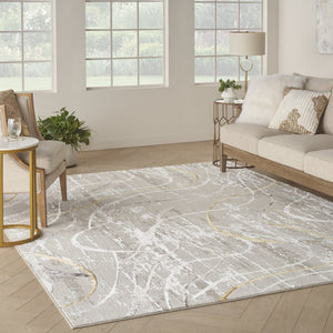 HomeRoots 5' Modern Abstract Area Rug in Ivory, Black, and Brown - Non-Skid, Durable, Easy Care for Any Room 8' X 10' 550582