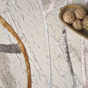 HomeRoots 5' Modern Abstract Area Rug in Ivory, Black, and Brown - Non-Skid, Durable, Easy Care for Any Room 8' X 10' 550582