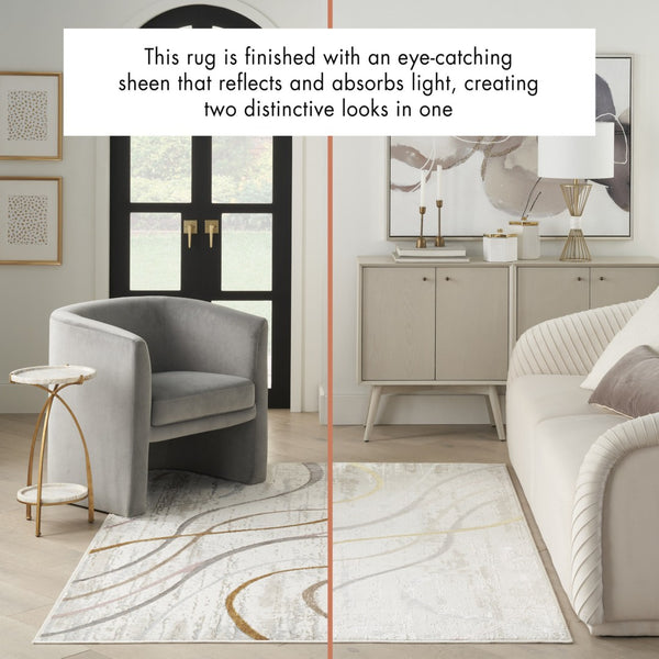 HomeRoots 5' Modern Abstract Area Rug in Ivory, Black, and Brown - Non-Skid, Durable, Easy Care for Any Room 8' X 10' 550582