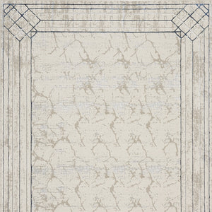 Homeroots 8' X 10' Ivory Black And Gray Geometric Non Skid Area Rug  Polyester 550583