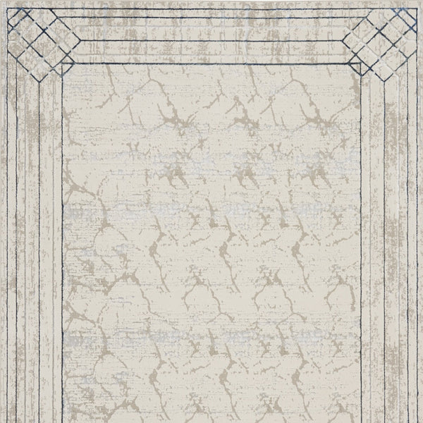 Homeroots 8' X 10' Ivory Black And Gray Geometric Non Skid Area Rug  Polyester 550583