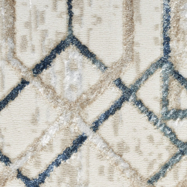 HomeRoots 5' Modern Ivory Blue Gray Geometric Non-Skid Area Rug - Stain-Resistant, Durable for Everyday Living 8' X 10' 550583