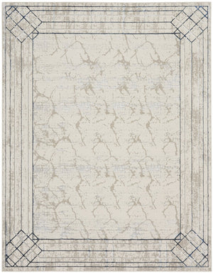 HomeRoots 5' Modern Ivory Blue Gray Geometric Non-Skid Area Rug - Stain-Resistant, Durable for Everyday Living 8' X 10' 550583