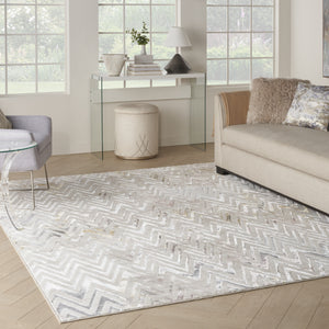 Homeroots 8' X 10' Ivory Brown And Gray Chevron Distressed Non Skid Area Rug  Polyester 550584
