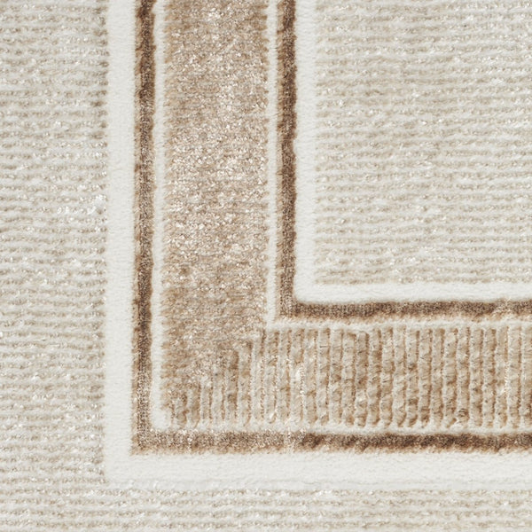 HomeRoots 5' Modern Geometric Ivory and Brown Area Rug with Non-Skid Backing for Stylish, Easy Living Spaces 8' X 10' 550585