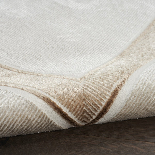 HomeRoots 5' Modern Geometric Ivory and Brown Area Rug with Non-Skid Backing for Stylish, Easy Living Spaces 8' X 10' 550585