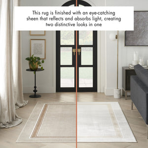 HomeRoots 5' Modern Geometric Ivory and Brown Area Rug with Non-Skid Backing for Stylish, Easy Living Spaces 8' X 10' 550585
