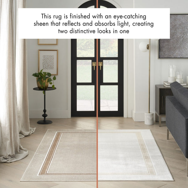 HomeRoots 5' Modern Geometric Ivory and Brown Area Rug with Non-Skid Backing for Stylish, Easy Living Spaces 8' X 10' 550585