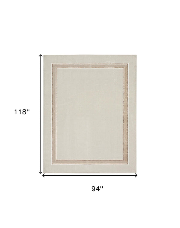 Homeroots 8' X 10' Ivory And Brown Geometric Non Skid Area Rug  Polyester 550585