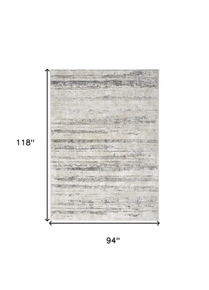 Homeroots 8' X 10' Cream And Gray Abstract Non Skid Area Rug  Polyester 550586