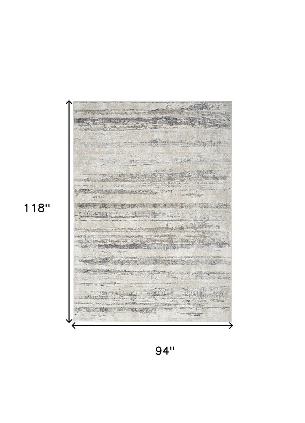 Homeroots 8' X 10' Cream And Gray Abstract Non Skid Area Rug  Polyester 550586