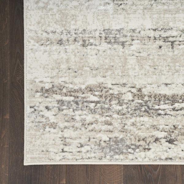 HomeRoots 8' Cream and Gray Abstract Area Rug - Durable, Non-Skid Design Perfect for High-Traffic Homes 8' X 10' 550586