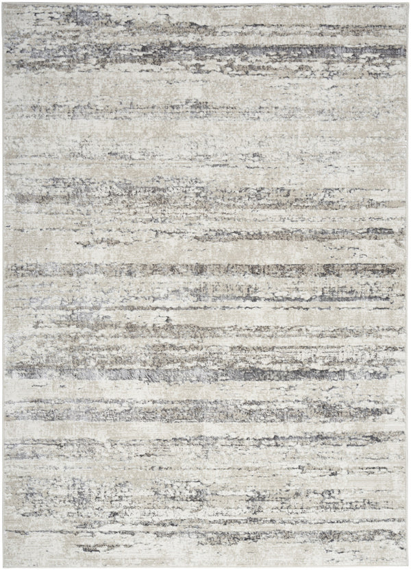 Homeroots 8' X 10' Cream And Gray Abstract Non Skid Area Rug  Polyester 550586