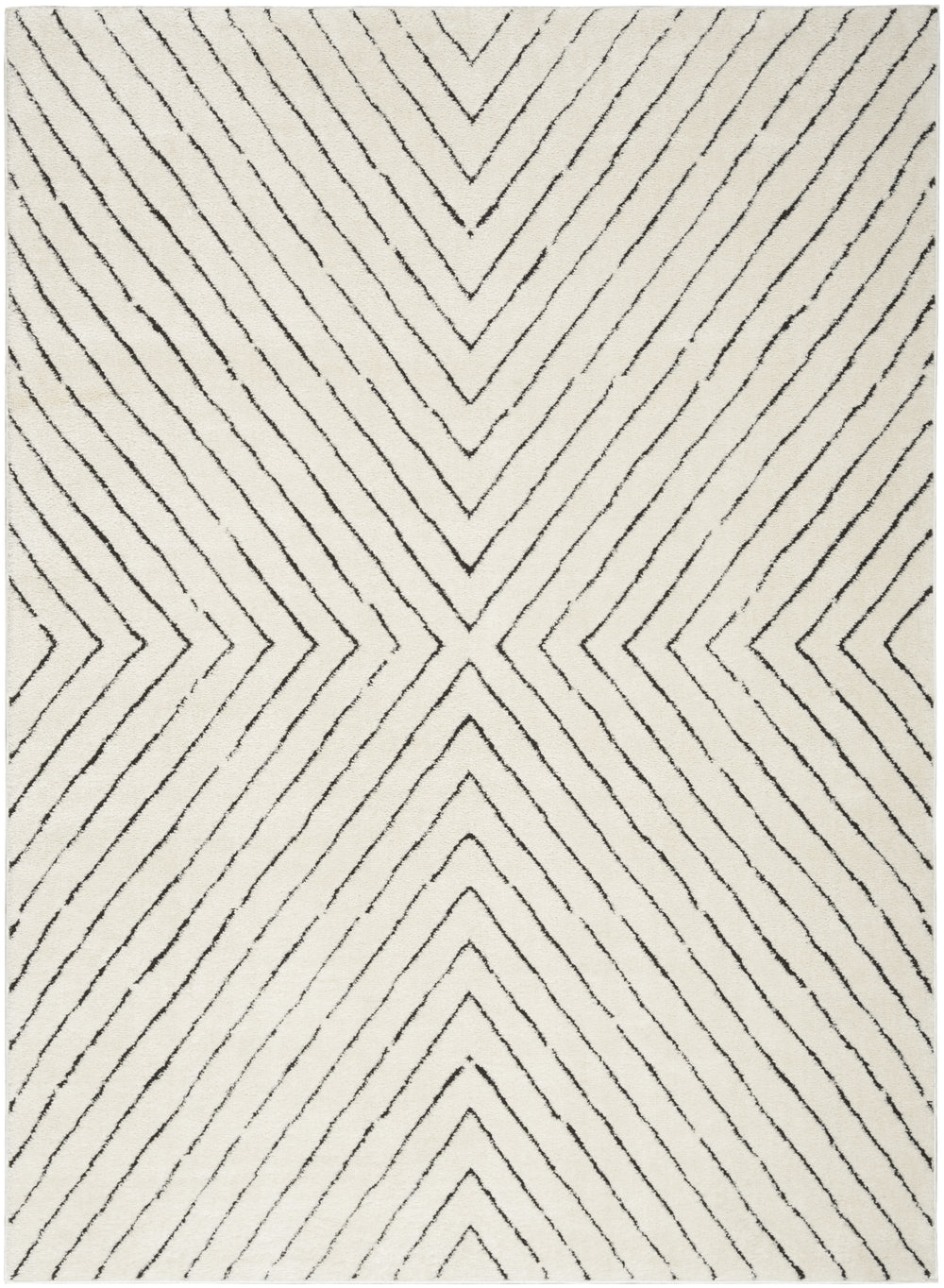 Homeroots 5' X 7' Ivory And Black Abstract Area Rug  Polyester 550592