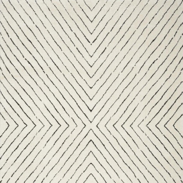HomeRoots 5' X 7' Ivory and Black Abstract Area Rug - Durable, Stain-Resistant, Modern Design for High-Traffic Homes 550592
