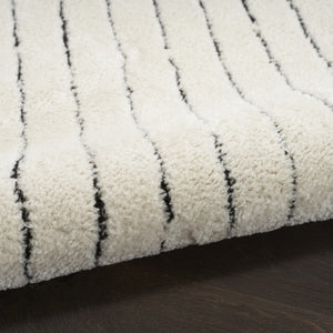 HomeRoots 5' X 7' Ivory and Black Abstract Area Rug - Durable, Stain-Resistant, Modern Design for High-Traffic Homes 550592