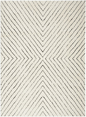 HomeRoots 5' X 7' Ivory and Black Abstract Area Rug - Durable, Stain-Resistant, Modern Design for High-Traffic Homes 550592