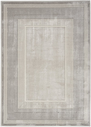 Homeroots 8' X 10' Ivory And Gray Geometric Non Skid Area Rug  Polyester 550596