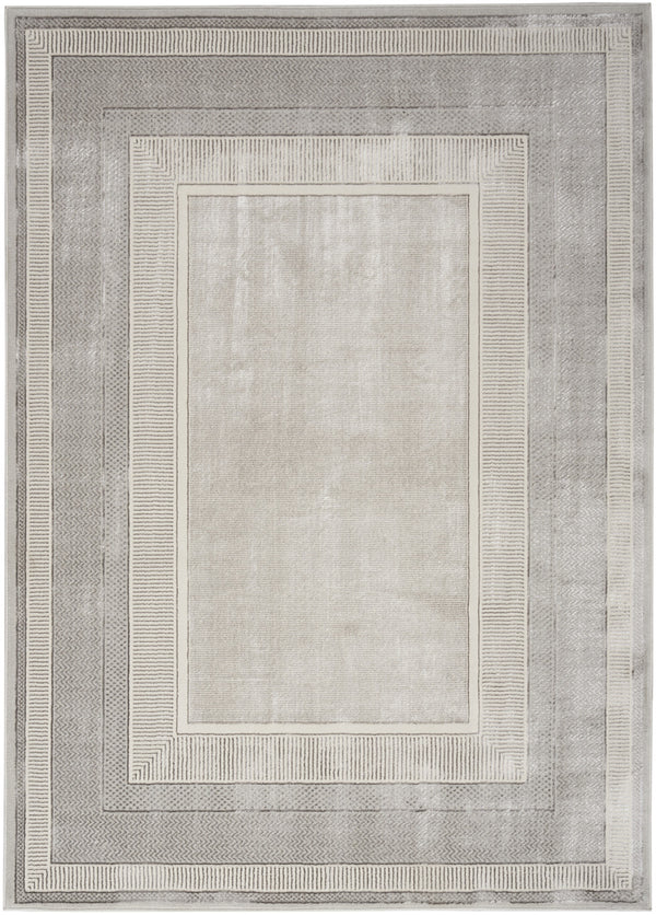 Homeroots 8' X 10' Ivory And Gray Geometric Non Skid Area Rug  Polyester 550596
