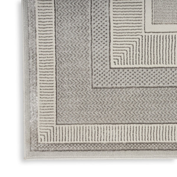 HomeRoots 8' Ivory and Gray Geometric Area Rug - Durable, Non-Skid, Stain-Resistant Design for Modern Spaces 8' X 10' 550596