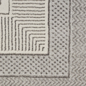 HomeRoots 8' Ivory and Gray Geometric Area Rug - Durable, Non-Skid, Stain-Resistant Design for Modern Spaces 8' X 10' 550596