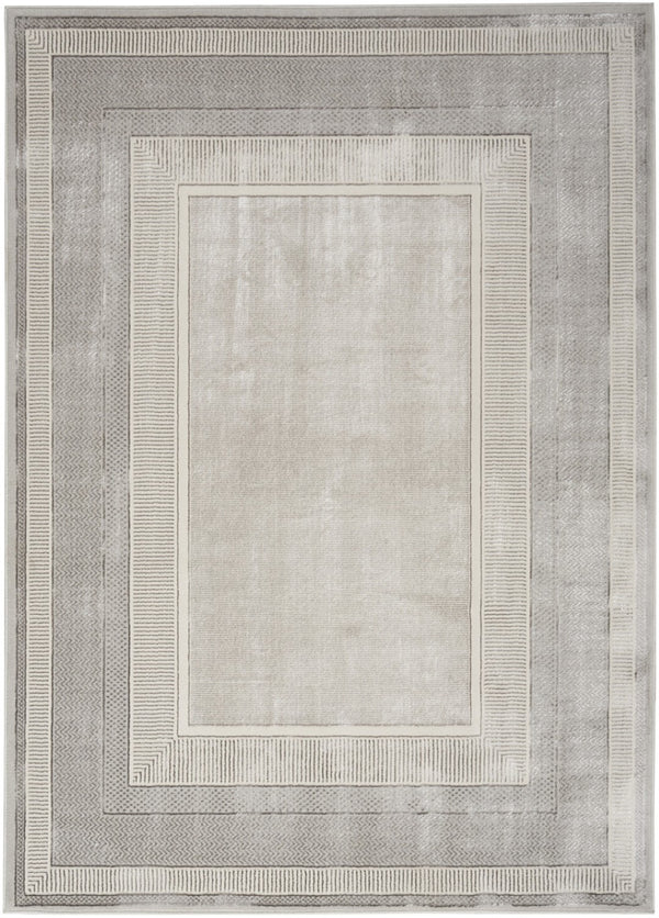HomeRoots 8' Ivory and Gray Geometric Area Rug - Durable, Non-Skid, Stain-Resistant Design for Modern Spaces 8' X 10' 550596